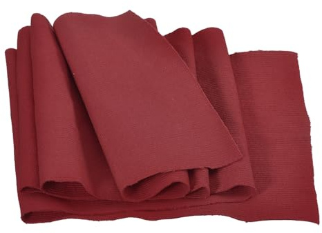 Rebower 20cm x 1m Puños Elásticos con Ribetes Acanalados para Coser Tela de Algodón Banda Elástica de Punto, [para Puños, Cintura, Cuello] - Rojo Borgoña