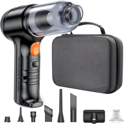 SEALIGHT Aspirateur à Main, 21000Pa Aspirateur Voiture Puissant sans Fil avec Deux Batteries,Aspirateur Portable Puissant, Mini Aspirateur sans Fil Buse d'aspiration manuelle pour voiture (Noir Clair)