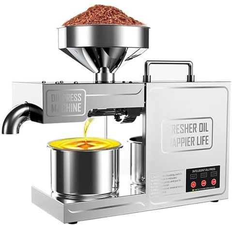 LSBHPPD Presse à Huile Automatique,Machine D'extraction D'huile Chaude/Froide,Machine D'extraction D'huile électrique en Acier Inoxydable 304,pour Graines Lin,D'arachide,Sésame