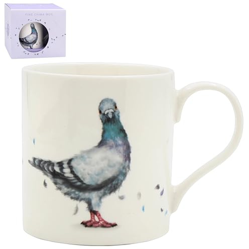 The Leonardo Collection Clemency Bunn - Tazza natalizia con piccione per bevande calde e fredde, tazze da caffè resistenti per casa e ufficio, comode e facili da impugnare, per bevande e uso