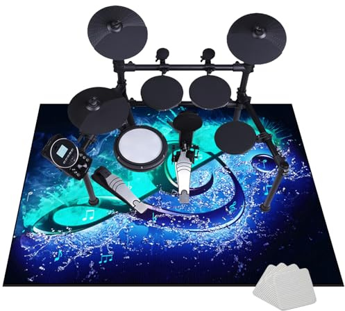 JaevKwzy Drum Rug Drum Mat Soundproof Mat Professional - Drum Rugs Non-Slip Blanket for Electronic Jazz Drum Kit Bass Drum Snare and Other Musical Instrument Mat - Rectangle Drum Carpet 100 x 80 cm