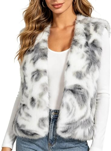 Amazhiyu Gilet en fausse fourrure pour femme, décontracté, ouvert sur le devant, sans manches, gilet d'hiver et de printemps