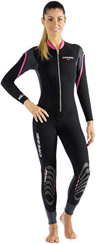 Cressi Damen Lei All-in-one Wetsuit Einteiliger Neoprenanzug für Frauen aus Neopren 2,5 mm, Schwarz/Grau/Rosa, S