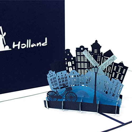 3D Karte „Holland – Amsterdam“ edle Pop-Up Geburtstagskarte, Grußkarte, Souvenir und Geschenk – als Einladung zum Städtetrip, als Geschenkidee & einzigartige Dekoration