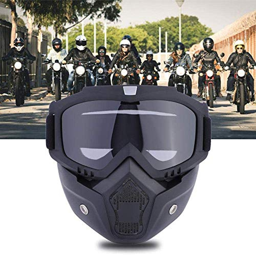 Motorcycle Maske Abnehmbaren,Motorrad Schutzbrille Staubschutz Brille mit abnehmbaren Gesichtsmaske Winddicht für Outdoor Fahrrad Dirtbike Motocross Off-Road Goggle (Transparente Linse)