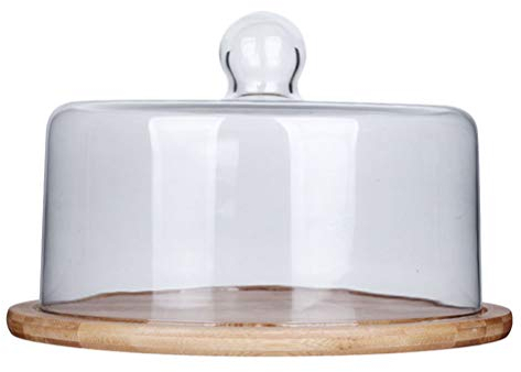 Holibanna Glass Cake Stand with Dome Lid Chocolate Cupcake Candy Display Plate for Birthday Wedding Party 23.5CM