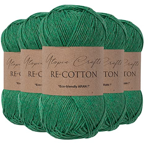 Utopia Crafts Re-Cotton Stickgarn, 5X 100g (Evergreen)