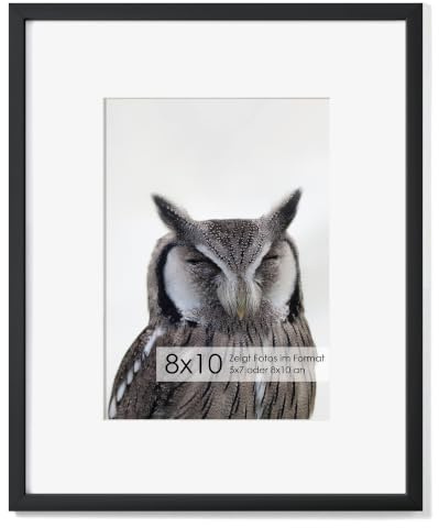 Fun Memories 8x10 Inch Metal Picture Frame - Aluminum Photo Frames - 5x7 Mat - Ideal for Wall or Tabletop Display - Wall Hook Hanging Hardware Included - Black - Set of 1
