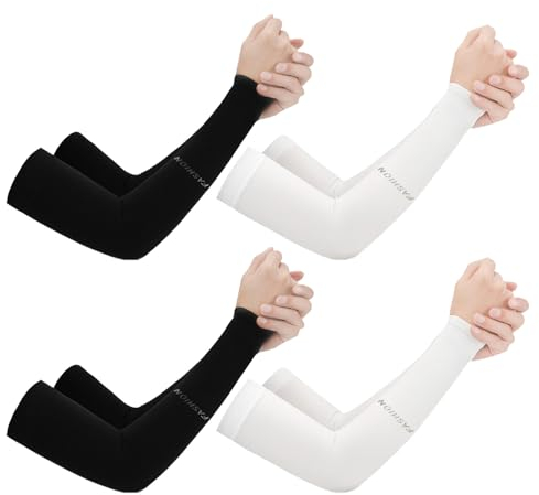 EUPSIIU 4 Pares Mangas Protectoras para Brazo Hombre y Mujer - Transpirables con Protección UV para Ciclismo, Pesca, Baloncesto, Golf y Correr