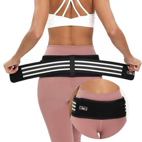 Sacroiliac SI Joint Hip Belt for Women Men-Alleviate Sciatica|Pelvic|Back|Lower Back Support, Pelvic Support Belt, Adjustable Sciatica Lumbar Pain Relief, Trochanter Belt(Black,M,Hip Size 32‘’-47‘’)
