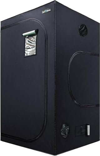 SunStream Tienda de cultivo hidropónico, 120 x 120 x 200 cm, Mylar altamente reflectante 600D, con ventana de observación y bandeja de suelo, para crecimiento de plantas en interiores