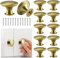 Taoduod Lot de 12 Boutons de Porte Laiton 30 * 21mm Boutons de Tiroir Vintage en Laiton Antique Poignée de Tiroir Ronde à Trou Unique Boutons D'armoire Ronds Rétro avec Vis pour porte Armoire Placard
