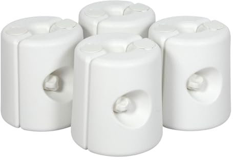 LIVHOME Gazebo Weights | Set of 4 | Gazebo Leg Weights Fill with Sand or Water | Pole Anchor for Outdoor/Garden Gazebos, Marquees, Market Stalls, Party Tents | Weather Resistant Plastic | White