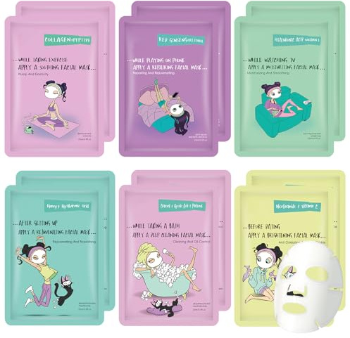 GUOYAOLIFU Moisturizing Facial Mask Set for Girl,for All Skin 12 Pack