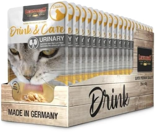 Leonardo Drink | Sopa para Gatos | Altamente Hidratante | Varios Sabores | 20x40Gr | (20x40Gr, Pollo Urinary)