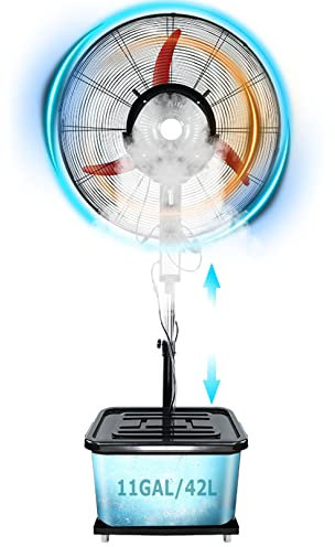 WANGXLGD Ventilador de nebulización Ventilador de Piso oscilante de 90 °, Ventilador de pie de Metal Industrial de Altura Ajustable con 3 velocidades, Uso para Garaje, Tienda, fábrica (71cm/28in)