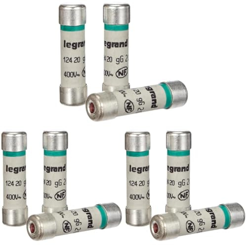Legrand - Cartouches fusibles pour porte-fusibles avec témoin - 8,5x31,5mm - 20A (Lot de 3)