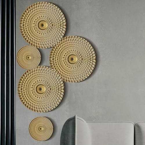 5 st/set metallväggkonst, modern guld solsken hängande väggdekor, mässing väggkonst för vardagsrum, badrum, hall och kontor