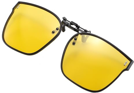 Long Keeper Clip Gafas de Sol Polarizadas para Hombre Mujer Clip para Gafas de Sol Grandes con Flip Up Gafas Conducir Cuadradas Oversized, 59MM (Amarilla)