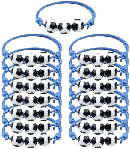 15 pulseras de cuerda azul con temática de fútbol, ​​pulseras deportivas trenzadas con temática de fútbol, ​​pulseras de la amistad ajustables para niños y regalos de cumpleaños