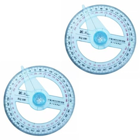 FUZVOL 2 Pcs Plastic Protractors 360 Degree Protractor Angle Measure for Students Teachers Office School Drafting and Measuring Math Tool