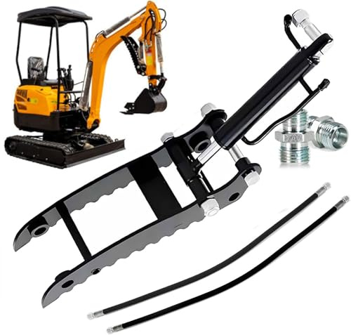 YEHOZZ Pince Hydraulique pour Mini-Pelles, Pince pour Pelle avec 2 Flexibles Et Vis, Support en L, Accessoire pour Petites Pelles pour La Manutention De Bûches, Roches Et Débris Singleholethumbclip