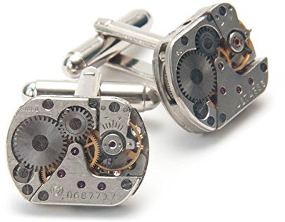 Jeff Jeffers Customs Rectangle Watch Movement Cufflinks Men's Steampunk Vintage Wedding Cuff Links