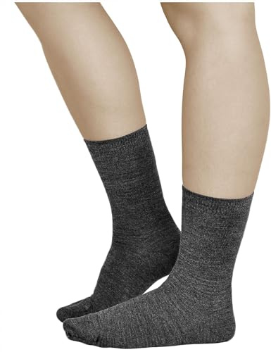 vitsocks Chaussette chaude fine 80% LAINE MÉRINOS douce Femme (3 PAIRES) ville quotidienne hiver mi-mollet unie, gris, 35-38