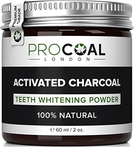 Activated Charcoal Teeth Whitening Powder by Procoal - 100% Natural Charcoal Teeth Whitening Toothpaste, Enamel-Safe, No Additives, No Fillers, No Artificial Flavour, Made in The UK