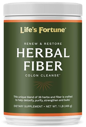 Life's Fortune Organic 100% Natural Herbal Fiber Unflavored Powder Gut Health Drink Supplement with Apple Fiber, Non-GMO, Soy & Gluten-Free, 455g (50 Servings)