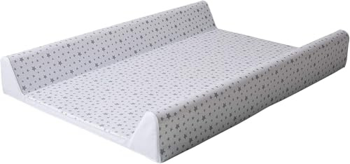 Koko, AntiRoll Baby Changing Mat with A Grey Star Print Waterproof Easy to Clean Designed for Comfort, White