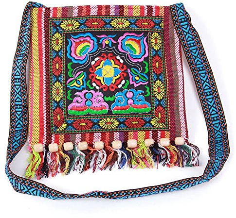 LUMoony Sac à bandoulière avec Franges Pochette pour Femme Sac à bandoulière Sac à bandoulière bandoulière Sac à bandoulière avec Broderie Chinoise brodée Sac à bandoulière