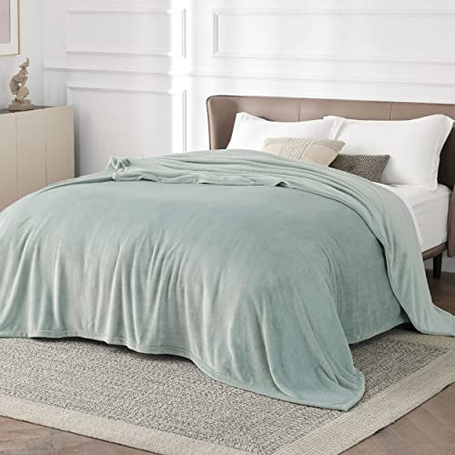 Bedsure Fleece Blanket King Size - Soft Cosy Fluffy Throw Blankets for Bed, Warm Large Throws for Audlts, Sage Green, 270x230 cm