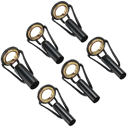 PATIKIL 4..2-5.5mm Pescar Caña Punta Reparación Kit, 6uds Inoxidable Acero Poste Anillo Guía Reemplazo para Salada Agua Dulce Agua Pesca, Oro