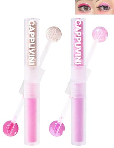 Lestpola Set di 2 ombretti con glitter liquido e glitter 2 in 1, colore rosa e viola