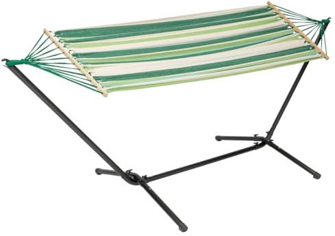 Livarno Hängematte mit Gestell, 290 x 120 x 110, inkl. Aufbewahrungstasche (grün-gestreift)