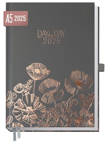 Häfft® Organizer Day by Day 2025 A5 Poppy 1 Tag 1 Seite - Tageskalender, Tagesplaner, Terminkalender, Terminplaner, Buchkalender - nachhaltig & klimafreundlich