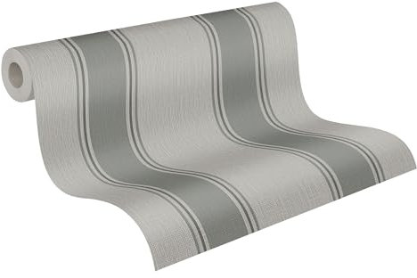 Livingwalls Michalsky 399833 Papier peint intissé à rayures de qualité supérieure Motif maison de campagne Gris