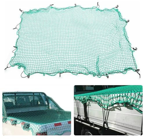 Cargo Net, 6.5 ft X 10 ft Cargo Nets for Pickup Truck Bed with 15 PCS Hooks & Elastic Rope Heavy Duty Cargo Netting for Snowmobile Truck-Safety Protection Anti-Fall TruckSafety Trailer Cover Net