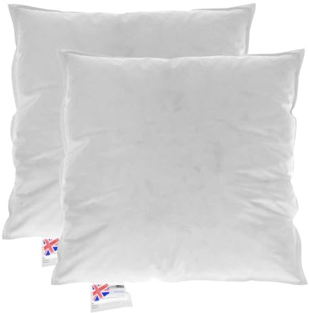 Homescapes Füllkissen 50x50 cm – 2er-Set Federkissen mit Daunen & Baumwollbezug, Kissenfüllung/Innenkissen für Dekokissen wie Sofakissen & Bettkissen oder kleine Kopfkissen