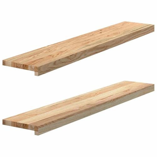 vidaXL Fensterbänke 2 Stk. Unbehandelt 110x20x2 cm Massivholz Eiche, Fensterbrett, Holz Treppenstufe, Holz Fensterbrett, Fensterbank Eichenholz