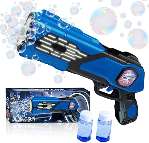 TOPJOWGA Pistola de Burbujas para Niños, Automatic Maquina Burbujas, Pistola Bolle di Sapone, Pistola de Jabón, Máquina de Burbujas para Fiesta, Cumpleaños (Azul)