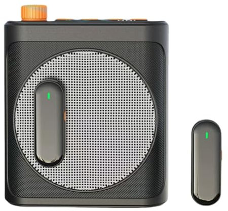CAIONPLE Micrófono de Solapa Inalámbrico, Amplificador de Voz Portátil con 2 Micrófonos y Altavoz Recargable para Aulas, Reuniones y Discursos.