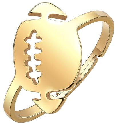 IOETSEUT Bijoux pour Dames Bague Rugby Ballon Femmes Hommes Argent Bijoux Rugby Joueur Football Sports Doigt Bague Cadeau