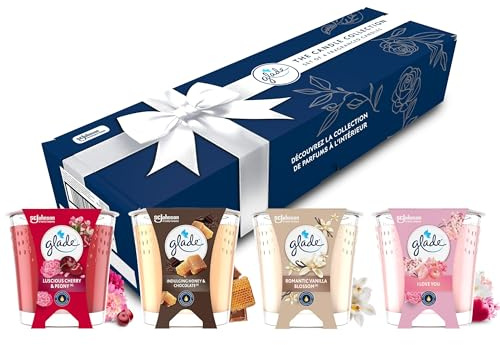 Glade Confezione Regalo, 4 Candele Profumate, in 4 fragranze diverse