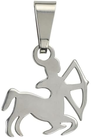 Vera Mentis Pendentif Signe Astrologique en Acier Inoxydable Argenté – 12 Symboles du Zodiaque – Bijou Spirituel Mixte – Cadeau Énergétique Personnalisé Homme et Femme (Sagittaire)