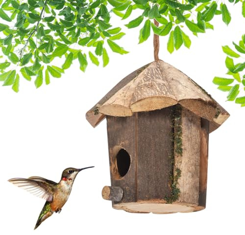 Wooden Birdhouse for Garden Decor, Outdoor Robin Nest Hanging bird house Spacious For Nesting Spot for Outdoor Birds Garden Decor Accessories