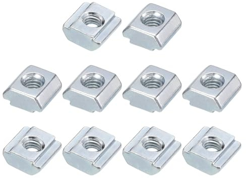 TOP-VIGOR M4 Sliding T Slot Nuts 100Pcs, Nickel Plated Carbon Steel Hammer Head Roll-in T-Nuts for 2020 Aluminium Extrusion Profile, T-Slot Fasteners for CNC and 3D Printer Assembly