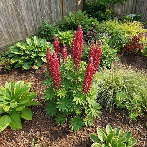 Bloomique - Set di 6 - Lupinus Gallery Red - Lupino - Resistente all'inverno - Perenne - Altezza 10-20 cm - Vaso da 9 cm