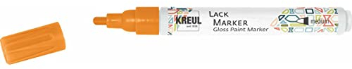 KREUL 47036 - Lackmalstift medium neonorange, mit Rundspitze Strichstärke 2 - 4 mm zum Gestalten, Beschriften und Verzieren von kleinen, originellen Geschenken, Karten, uvm.